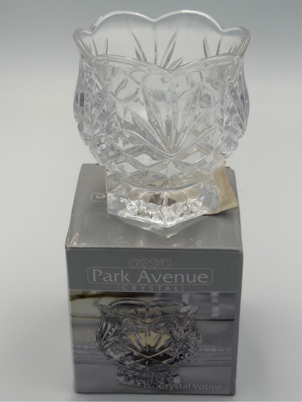Park Avenue Crystal 3 1/2” Crystal Votive Candle Holder Decorative New Open Box